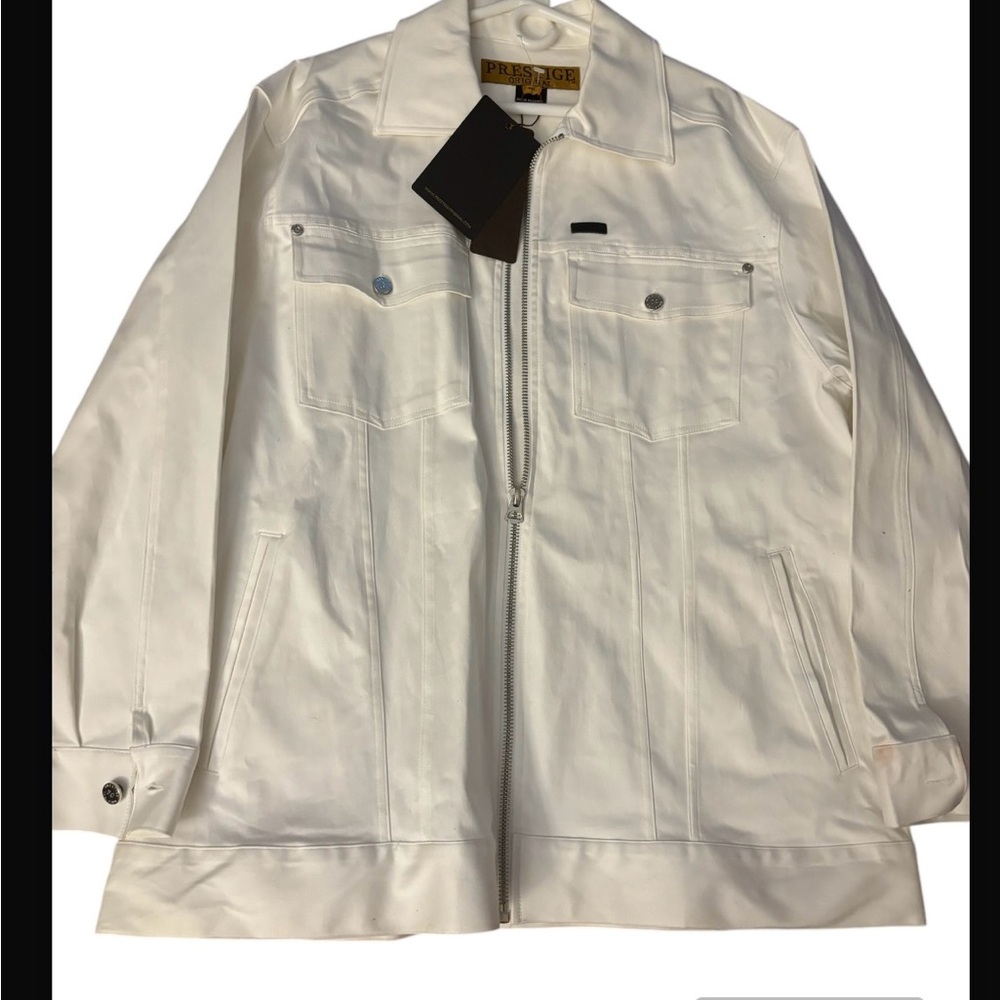 Men’s Prestige Original white Jean jacket 3XL brand new zipper